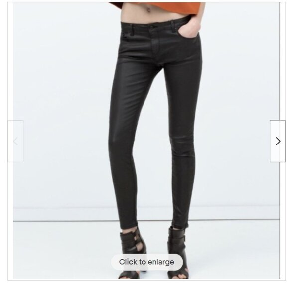 ZARA Black Coated Skinny Jeans - Size 6 - Picture 1 of 6